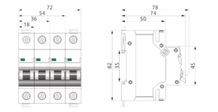 Схема габаритных размеров FB1-63 ECO 2P B1