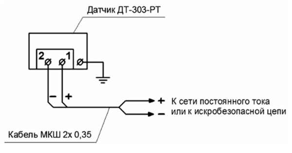 Схема электрическая соединений датчиков температуры ДТ-303-РТ